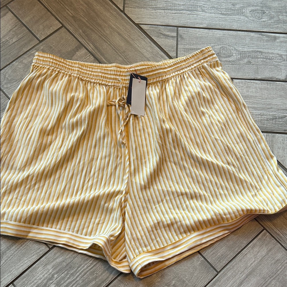 Skies Are Blue Beige Striped Men's Athletic Shorts